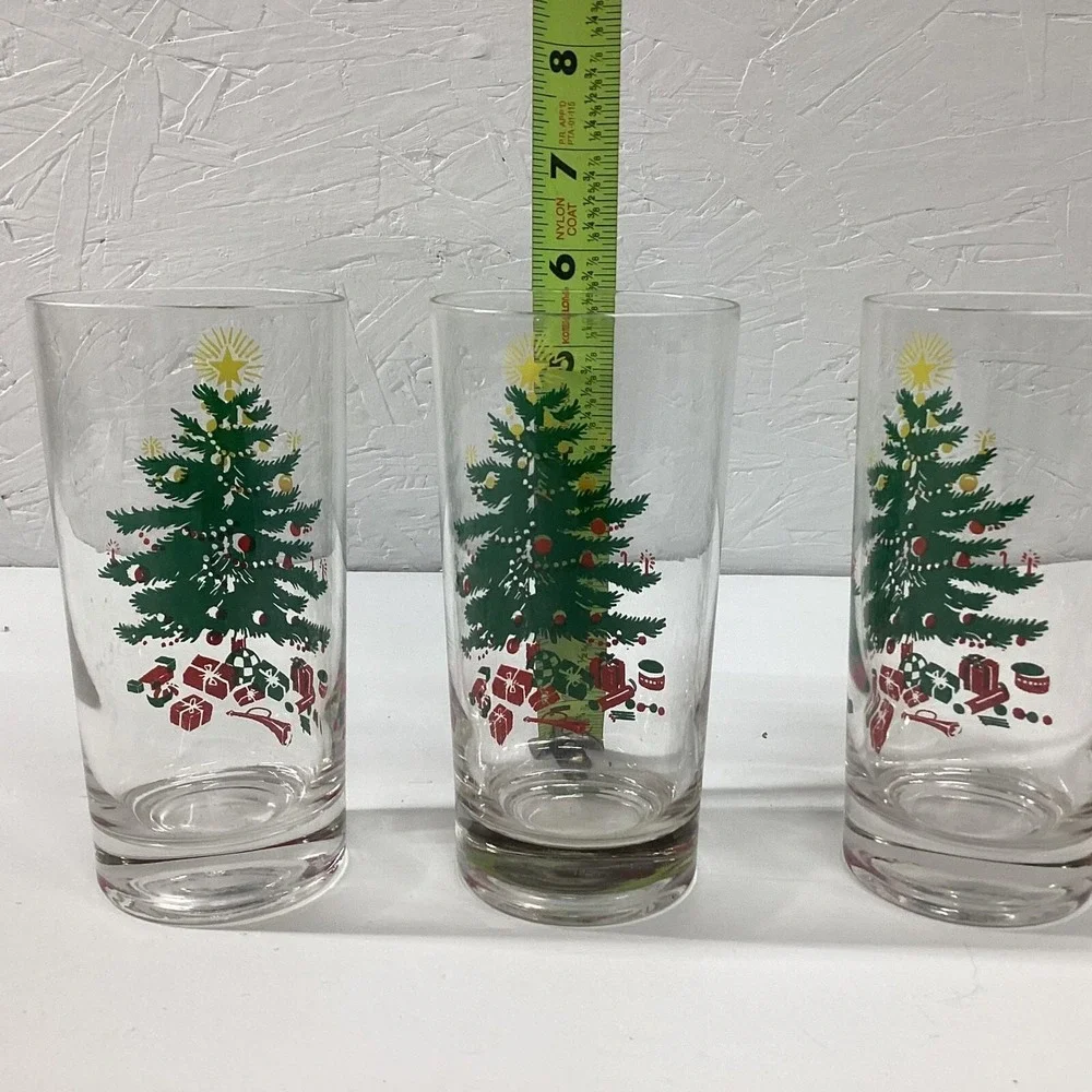 Christmas Tree Tumblers 12 oz Glasses‎ Replacements set of 3 Vintage
